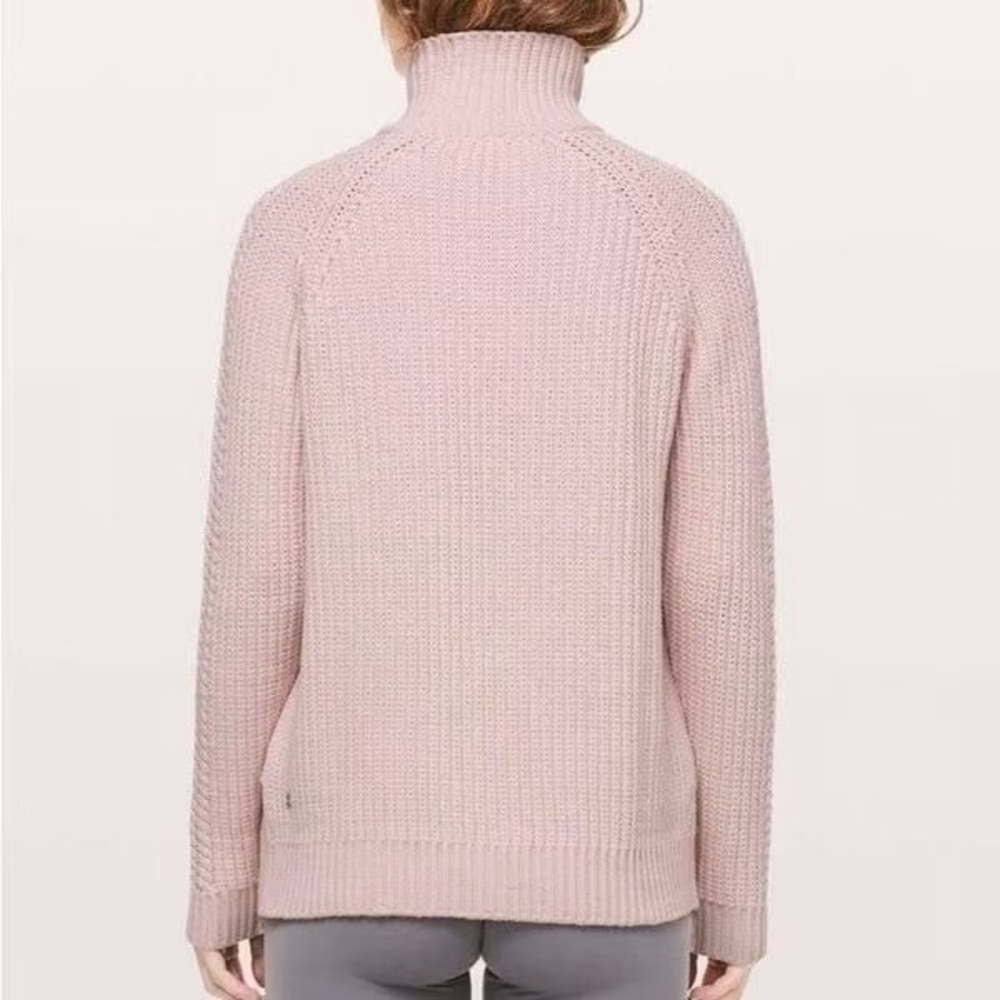 Lululemon Bring The Cozy Chunky Mock Knit Sweater In Pink Size 4 Soft Girl Fall - Picture 2 of 9
